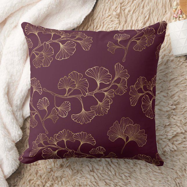 Coussin Motif botanique doré asiatique (Couverture)