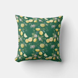 Coussin Motif botanique floral au citron frais