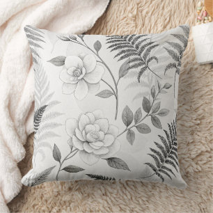 Coussin Motif botanique floral bleu vintage