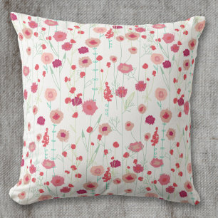 Coussin Motif botanique floral rose