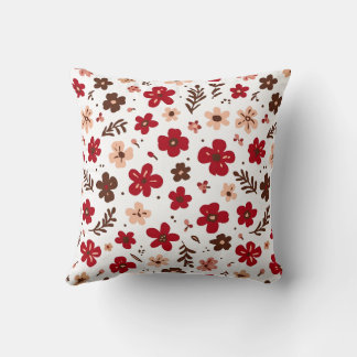 Coussin Motif botanique floral rouge