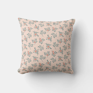 Coussin Motif botanique floral sarcelle rose