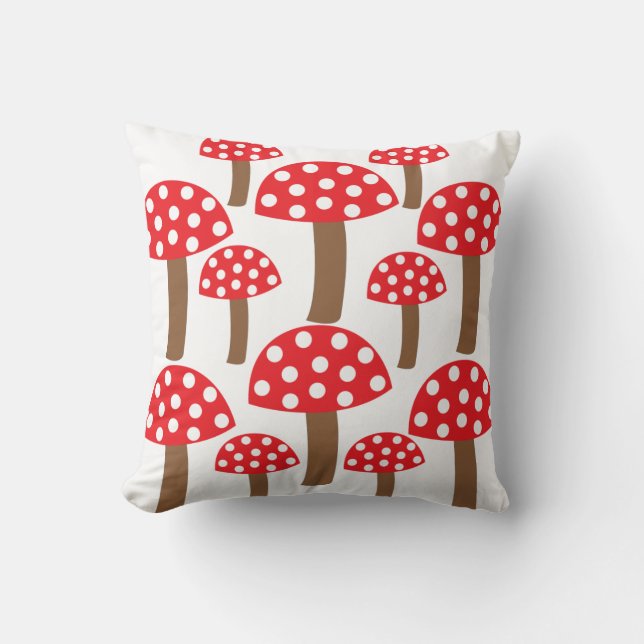 Coussin Motif botanique mignon de champignon rouge (Recto)