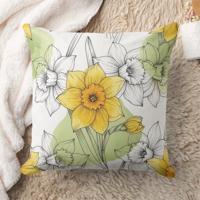Coussin Motif botanique moderne de jonquille (1) (Couverture)