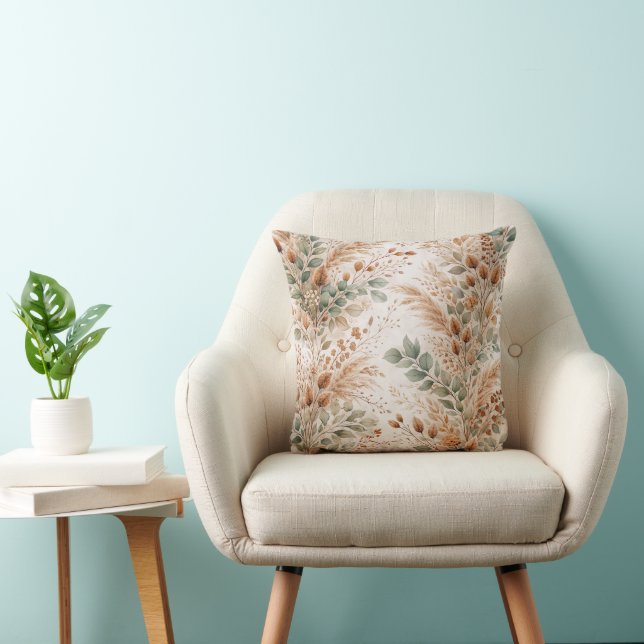 Coussin Motif Botanique Prairie Sauge & Blé (Chaise)