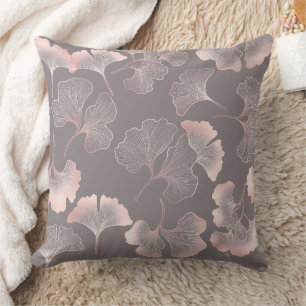 Coussin Motif botanique rose minimaliste