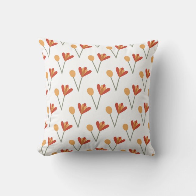 Coussin motif botanique sans couture avec des fleurs vives (Recto)