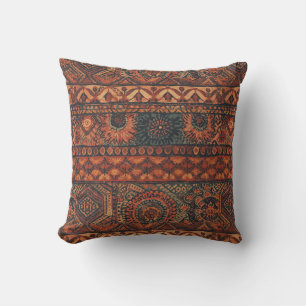 Coussin Motif botanique terracotta sage boho foncé