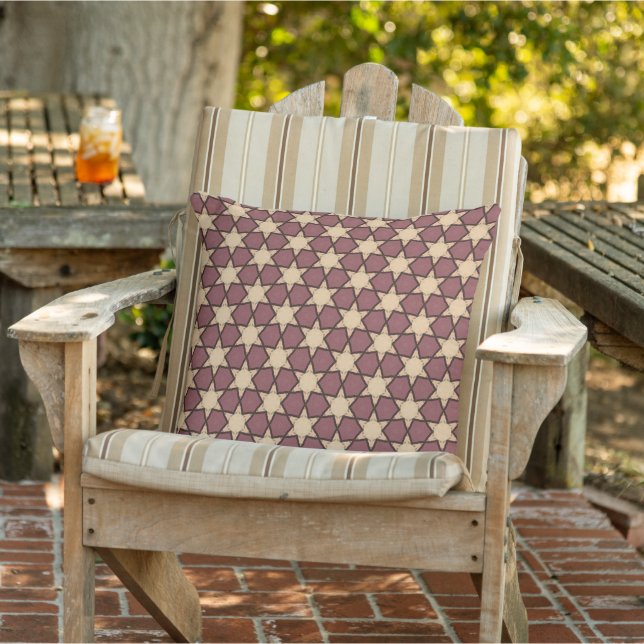 Coussin Motif Bourgogne Tan Star avec Black Outline (Chaise)