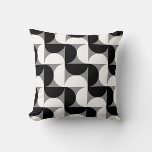 Coussin Motif Bowls du Moyen-siècle noir blanc
