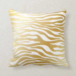 Coussin Motif brillant de zèbre d'or