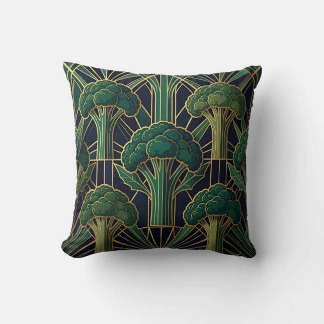 Coussin Motif Brocoli Art Déco (Recto)