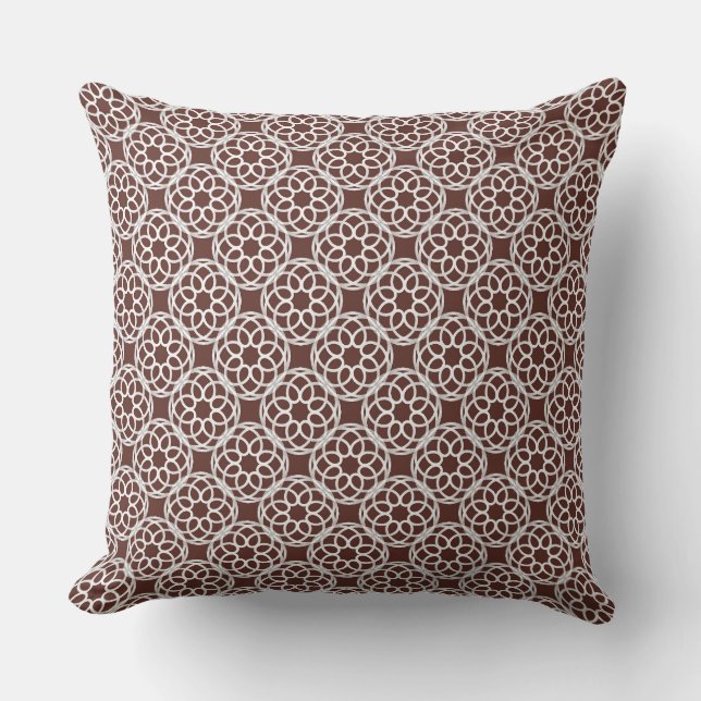 Coussin Motif Brown blanc géométrique châtaigner sans cout (Recto)