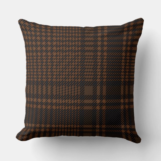 Coussin Motif Brown de Houndstooth de la vérification du c (Recto)
