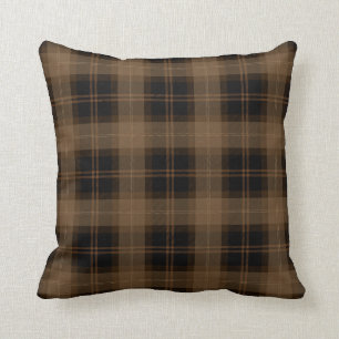 Coussin Motif Brown de Tartan noir