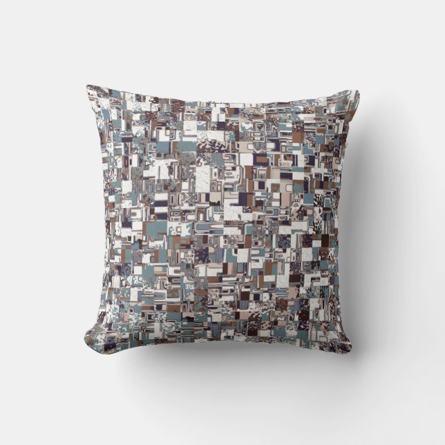Coussin Motif Brown Et Blues (Recto)