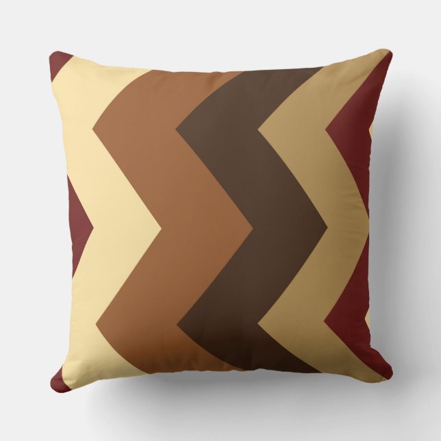 Coussin Motif Brown et rouge chevron (Verso)