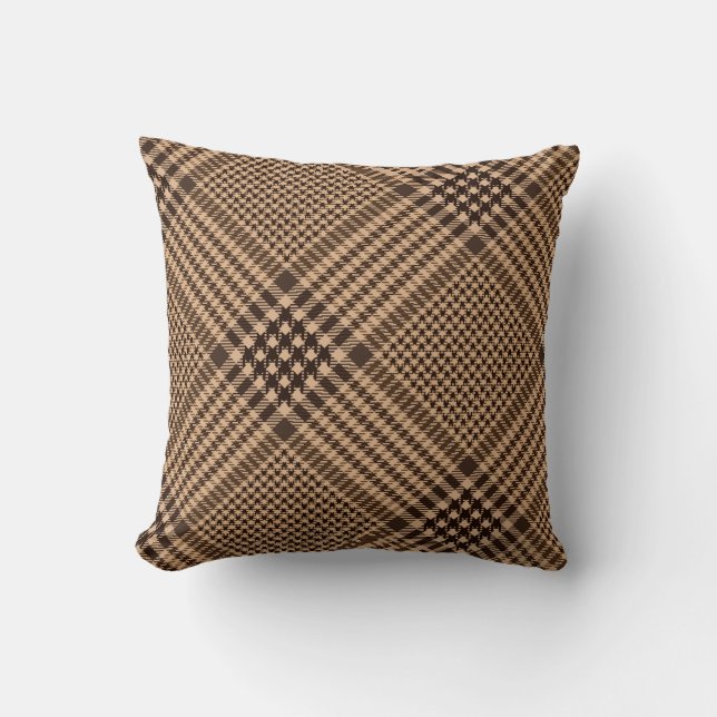 Coussin Motif Brown Houndstooth Check Plaid (Recto)