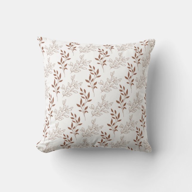Coussin Motif Brown rouge rétro Vintage feuille (Recto)