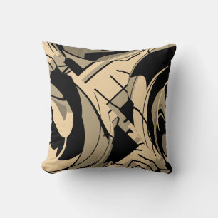 Coussin Motif Brown Tan Noir Taupe Feuille Lush