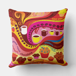 Coussin Motif Café et Muffins