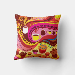Coussin Motif Café et Muffins