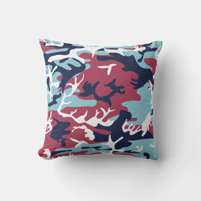 Coussin Motif Camo - Bleu blanc bleu marine (Recto)