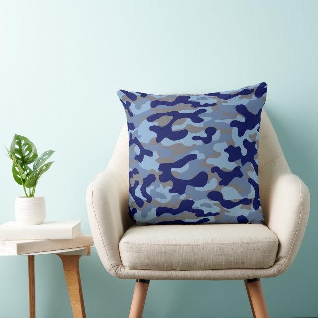 Coussin Motif camouflage bleu  (Chaise)