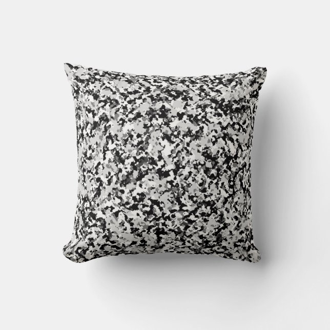 Coussin Motif Camouflage noir gris blanc arctique (Recto)