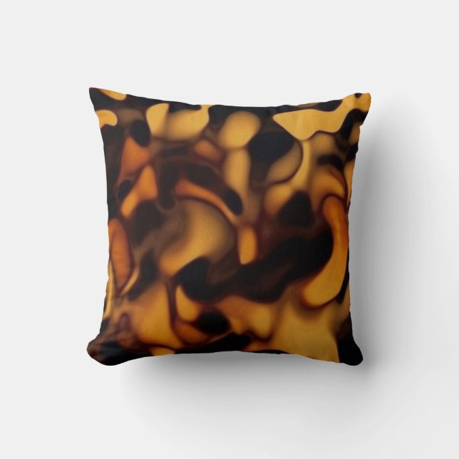 Coussin Motif Carapace de Tortue Écaillée Brun Ambre (Recto)