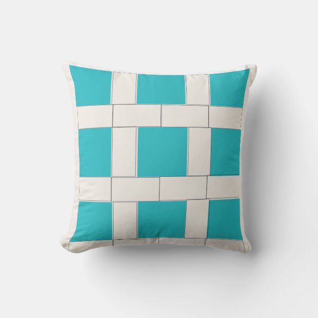 Coussin Motif Carré bleu et blanc (Recto)