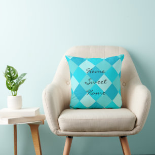 Coussin Motif Carré bleu turquoise vert