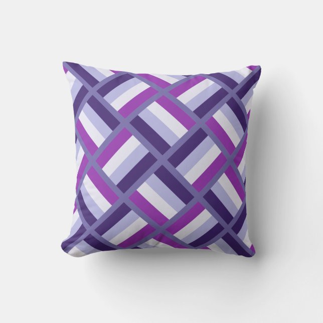 Coussin Motif carré - bleu violet blanc (Recto)