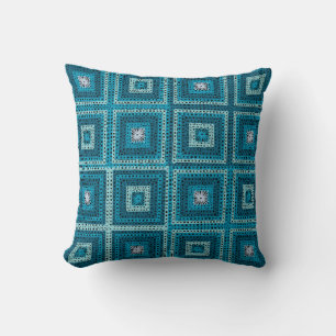 Coussin Motif Carré Blue Granny