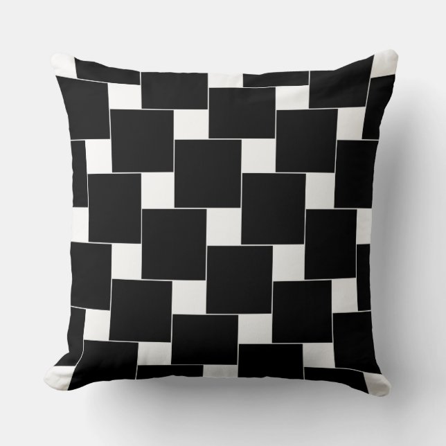 Coussin Motif carré en noir et blanc (Recto)