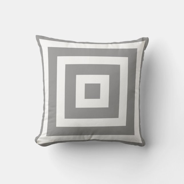 Coussin Motif carré moderne dans gris et blanc (Recto)