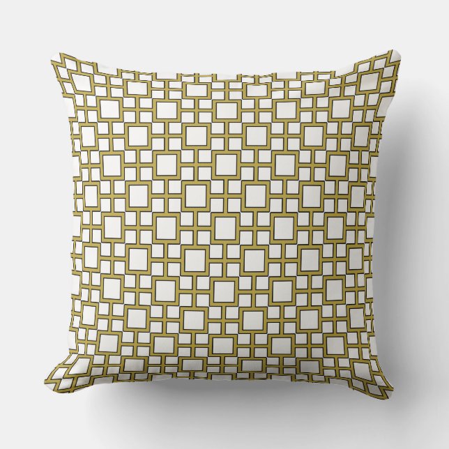 Coussin Motif carré moderne or  (Recto)