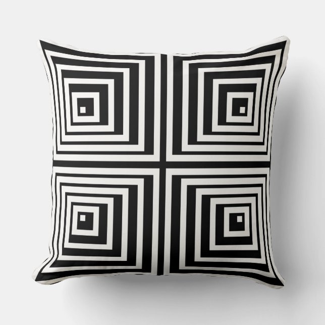 Coussin Motif Carré noir et blanc élégant (Recto)
