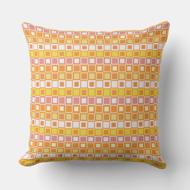 Coussin Motif carré orange et jaune vif (Recto)