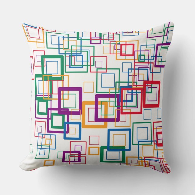 Coussin Motif Carré Retro Mint jaune rouge violet (Recto)