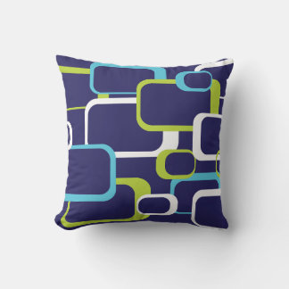 Coussin Motif Carré rétro Vert Bleu Blanc