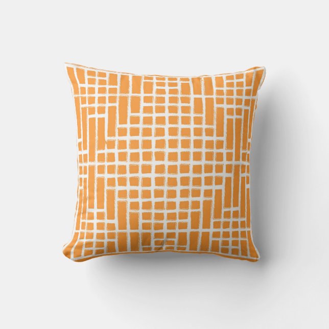 Coussin Motif Carré Tangy Orange (Recto)