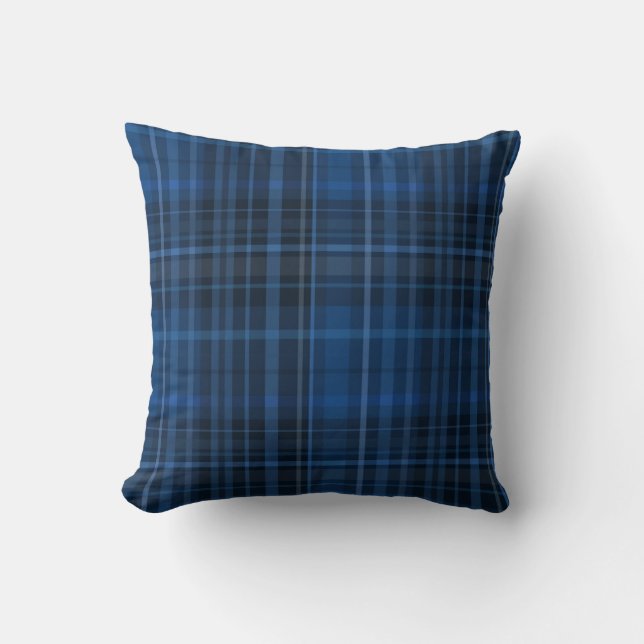 Coussin Motif carreau bleu noir (Recto)