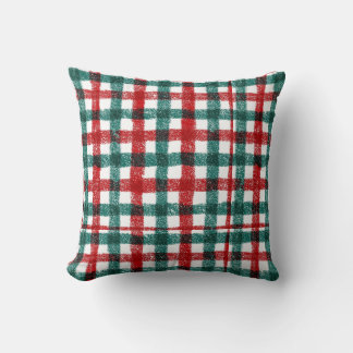 Coussin Motif carreau de Noël rouge et vert dessiné à la m