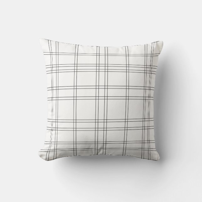 Coussin Motif carreau moderne minimal noir et blanc propre (Recto)