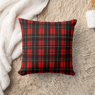 Coussin Motif carreau tartan écossais rouge Wallace modern