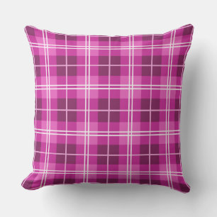 Coussin Motif carreau tartan rose et magenta