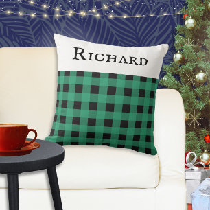 Coussin Motif carreaux Buffalo vert personnalisé