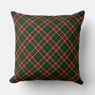 Coussin Motif carreaux de Noël rouge, crème et vert