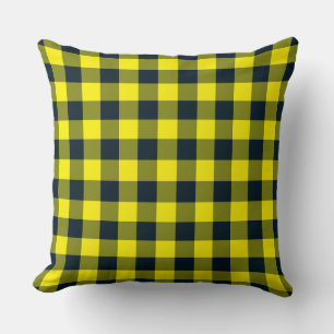 Coussin Motif carreaux écossais jaune noir